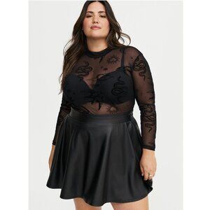 Torrid Mesh Burnout Mock Neck Long Sleeve Top